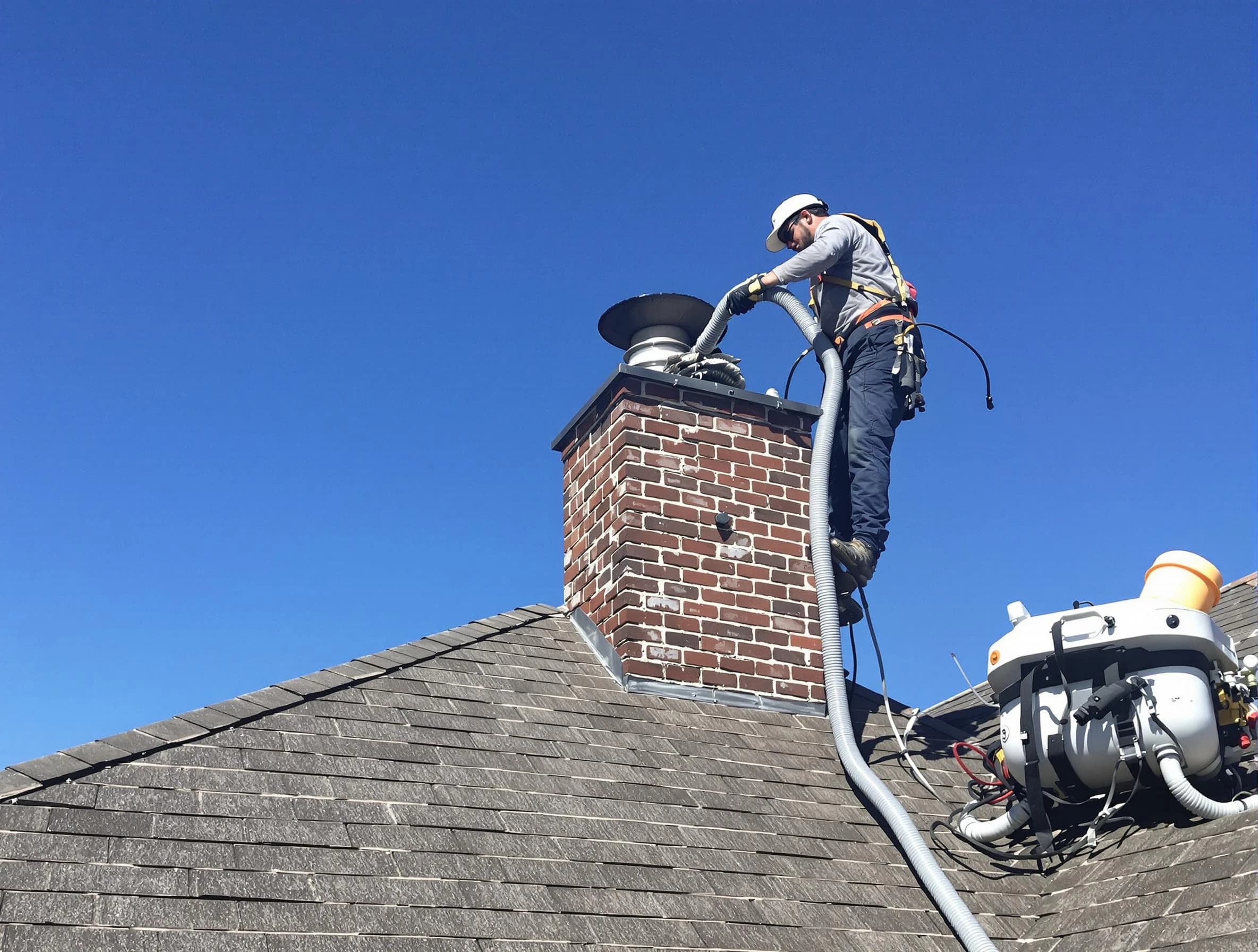 Dedicated South Fayette Chimney Sweep team member cleaning a chimney in South Fayette, PA