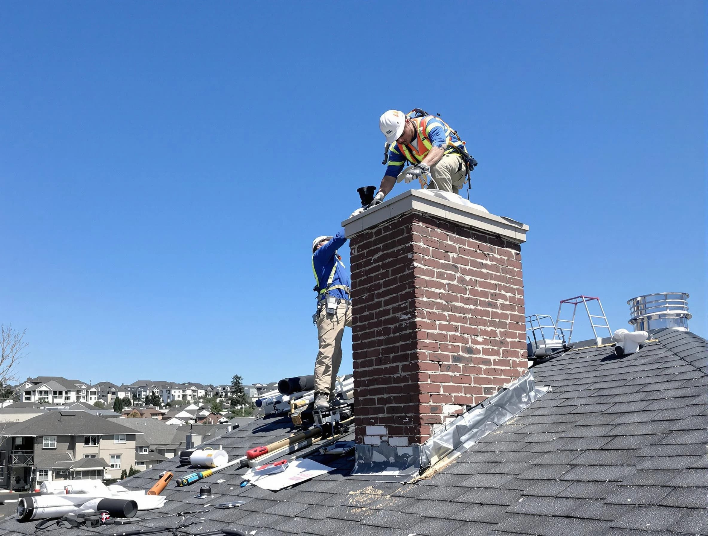 South Fayette Chimney Sweep repairing a chimney crown in South Fayette, PA