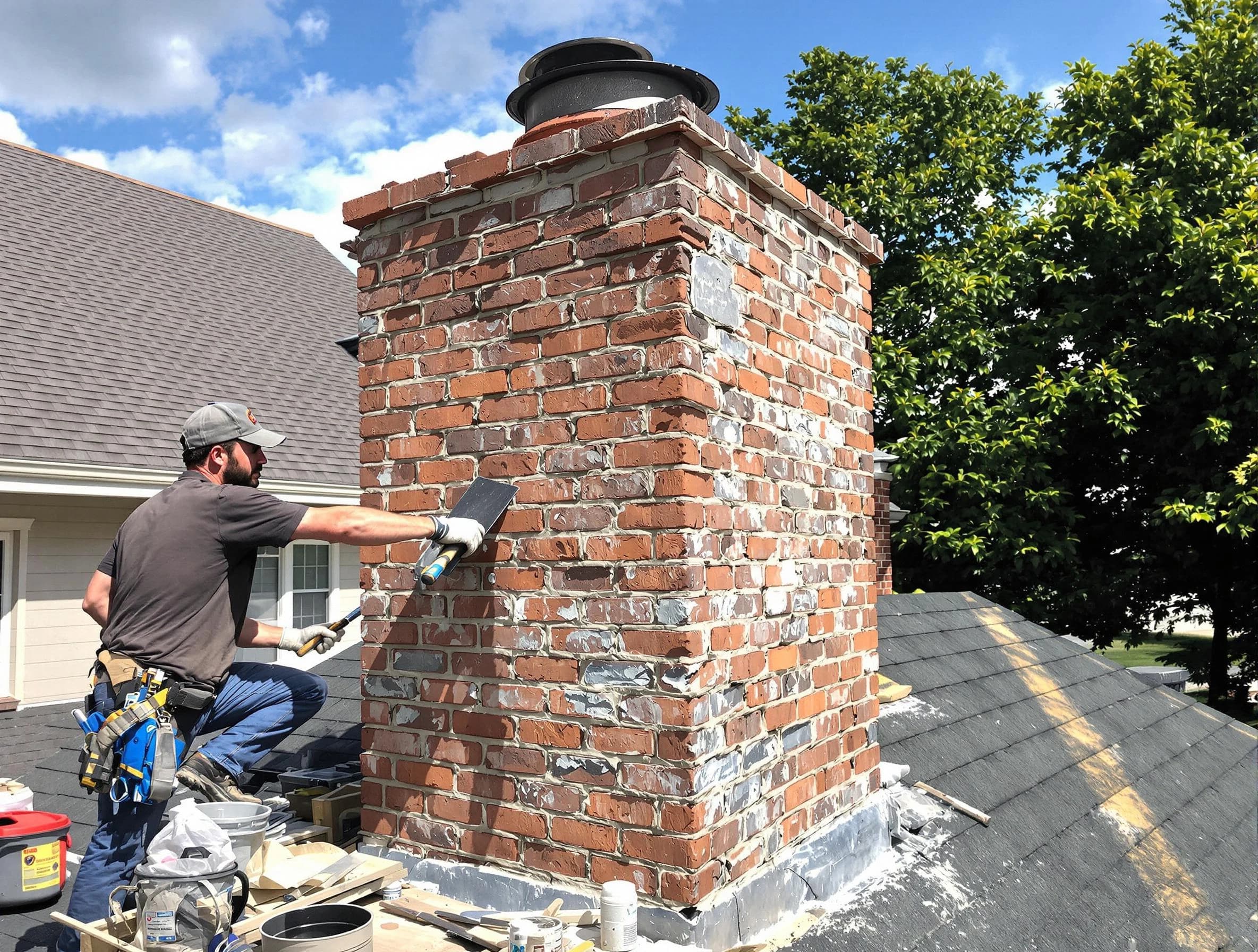 Completed chimney rebuild by South Fayette Chimney Sweep in South Fayette, PA