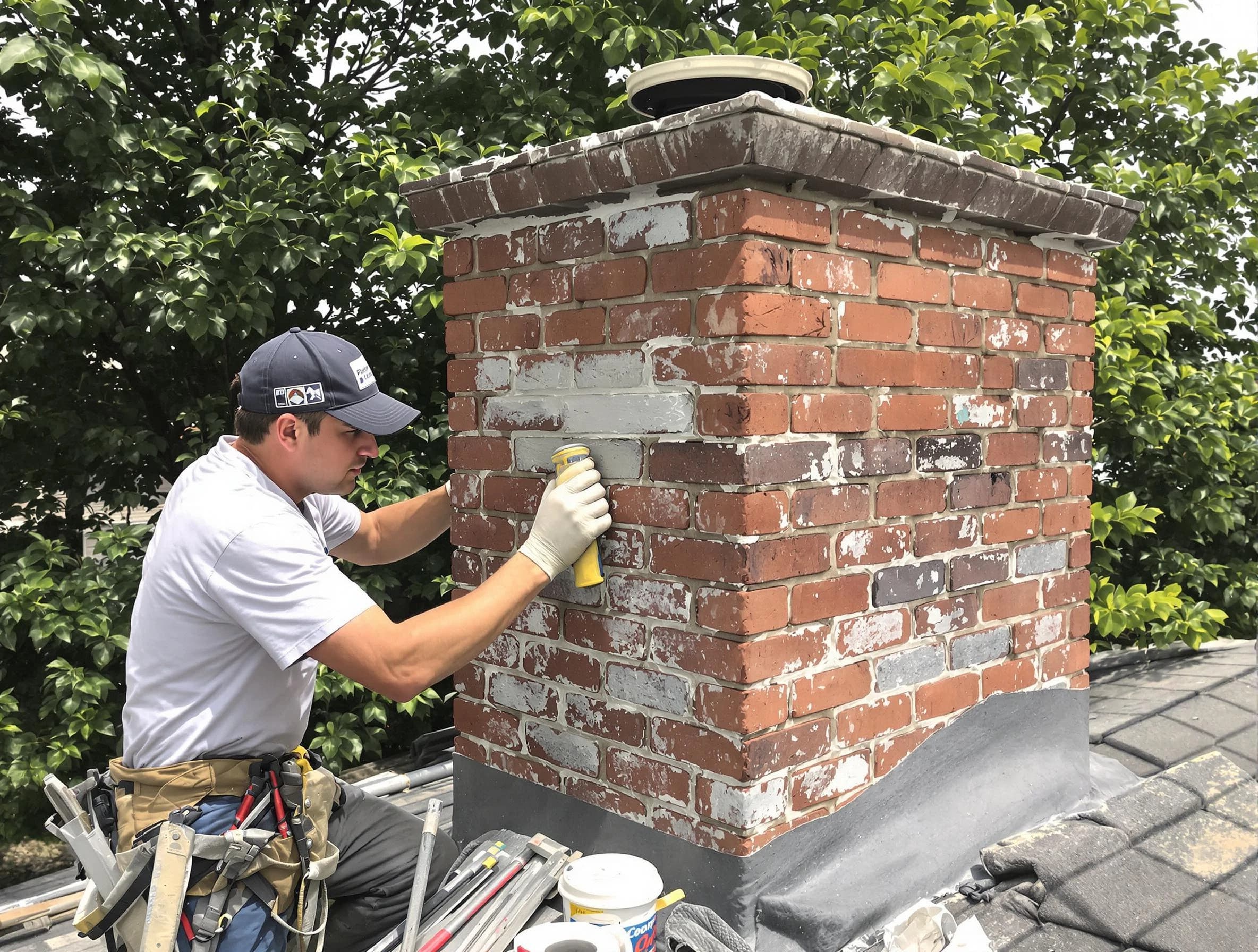 South Fayette Chimney Sweep restoring an aging chimney in South Fayette, PA