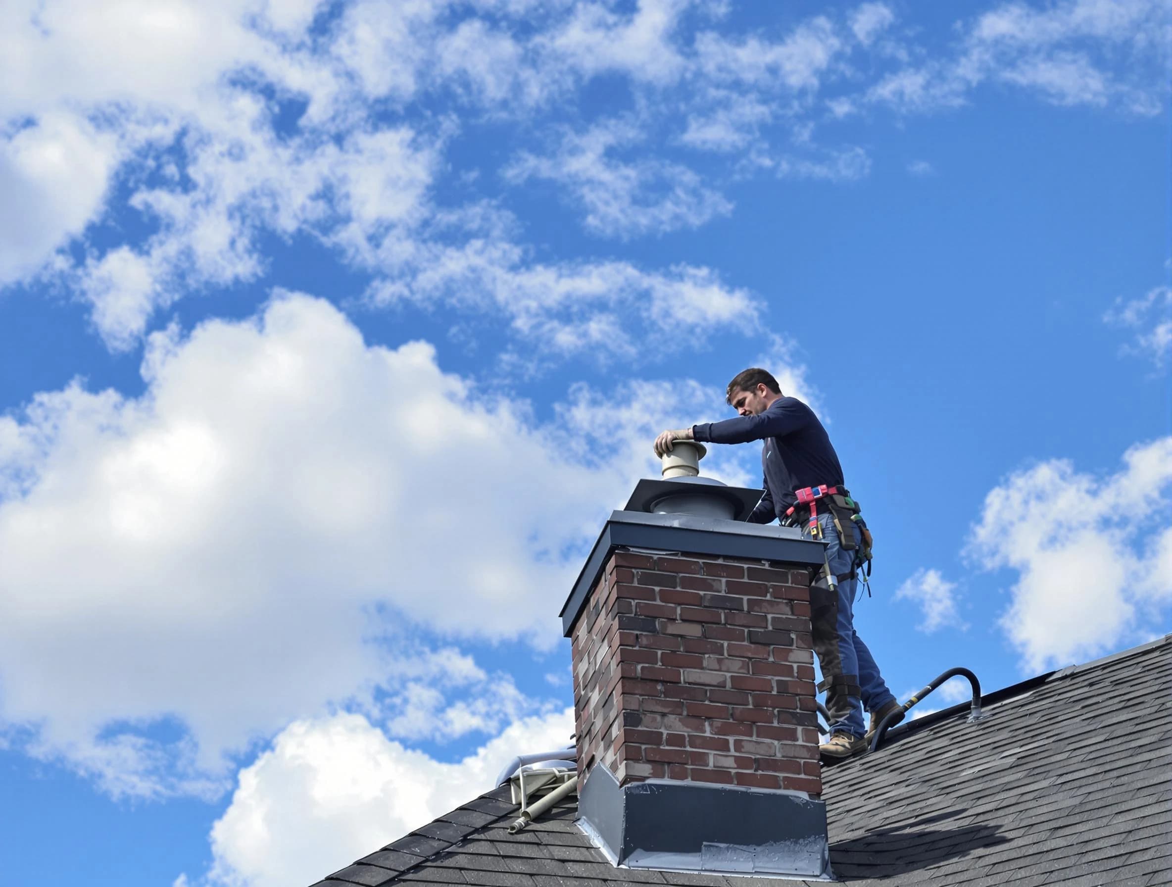 South Fayette Chimney Sweep installing a sturdy chimney cap in South Fayette, PA