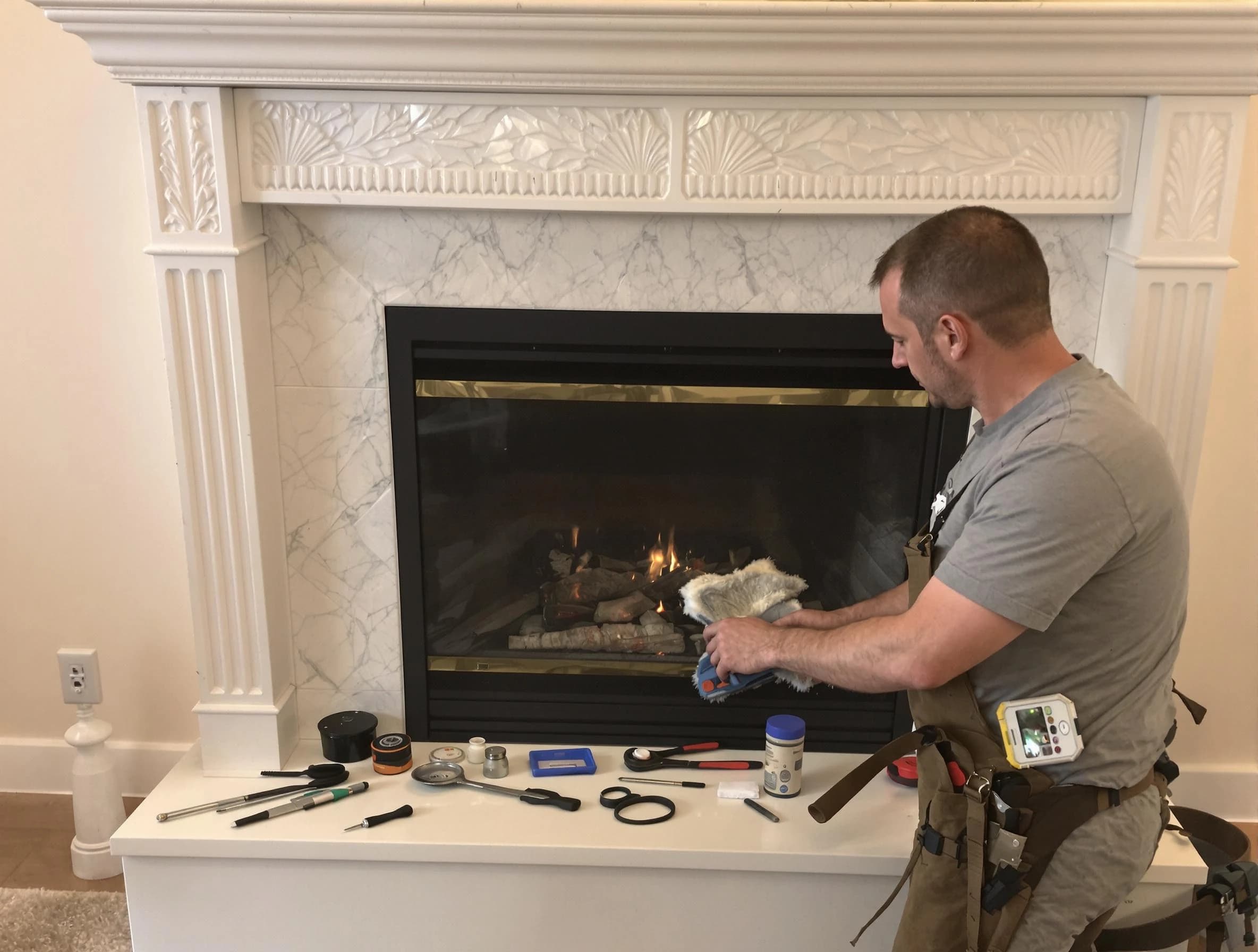 South Fayette Chimney Sweep performing fireplace maintenance in South Fayette, PA