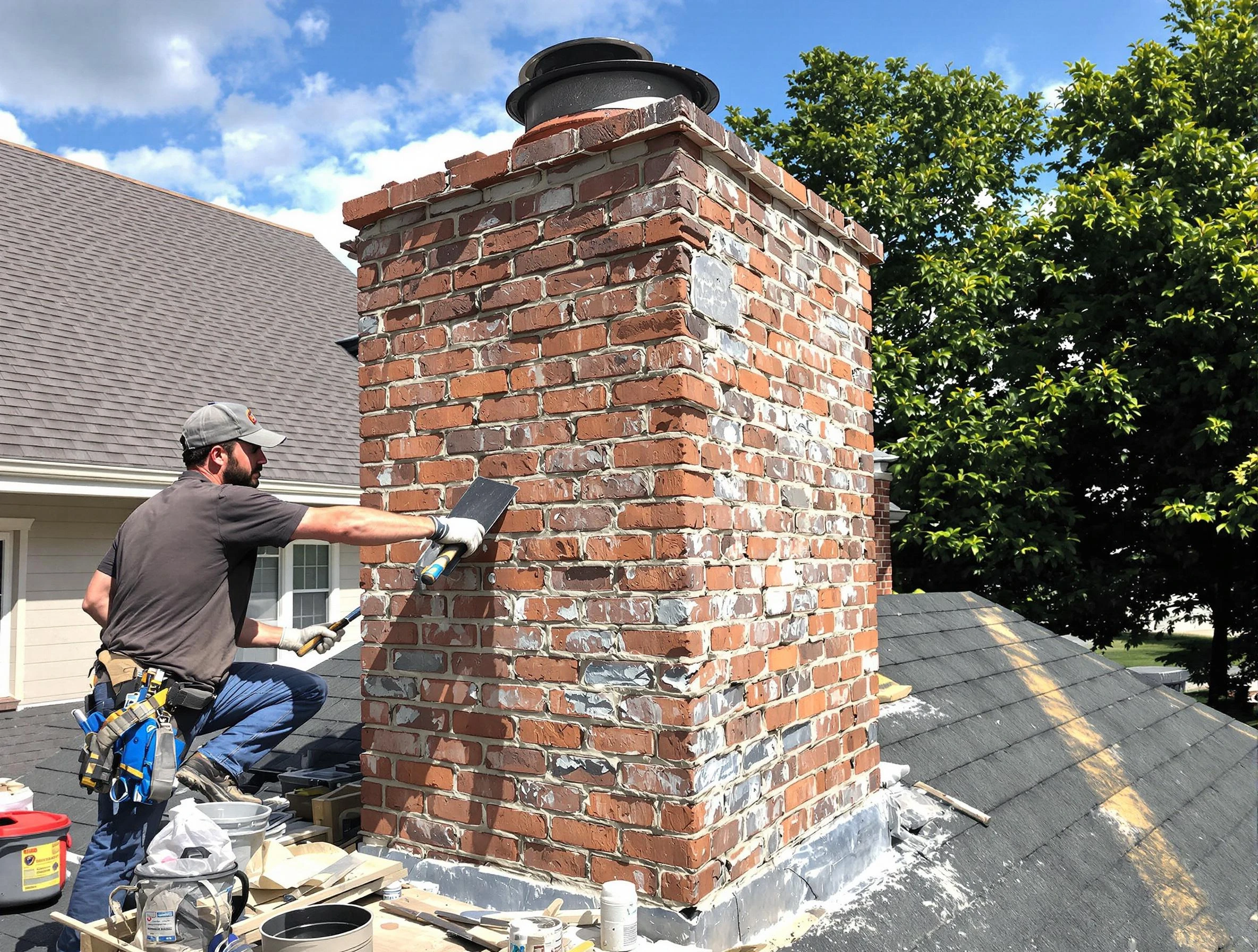 Completed chimney rebuild by South Fayette Chimney Sweep in South Fayette, PA